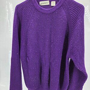 VINTAGE St Johns Bay Sweater Men XL Purple Pullover Ribbed Classic 90s Raglan